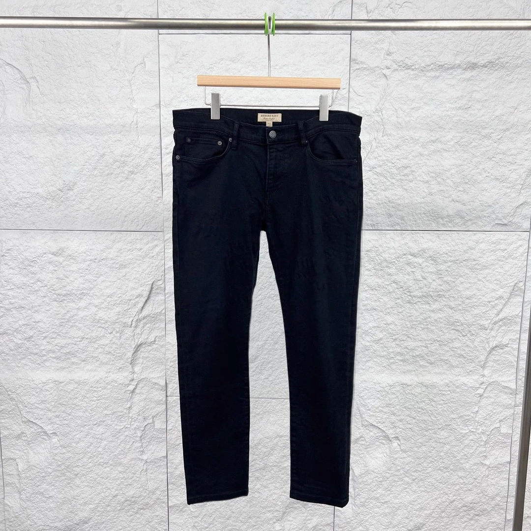 99新 BURBERRY/博柏利 35码/黑色直筒牛仔长裤/14433179