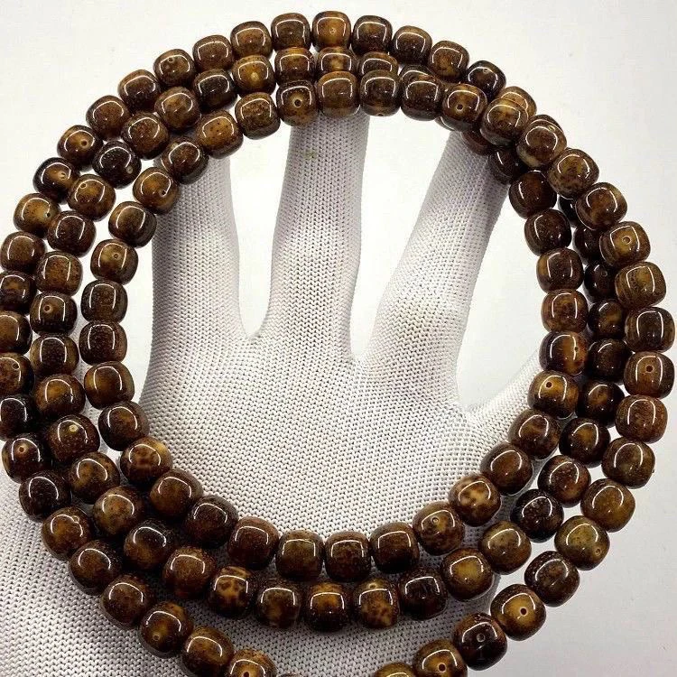 十年虎皮陈籽原生态星月菩提籽108颗手链老型桶珠药片珠念珠