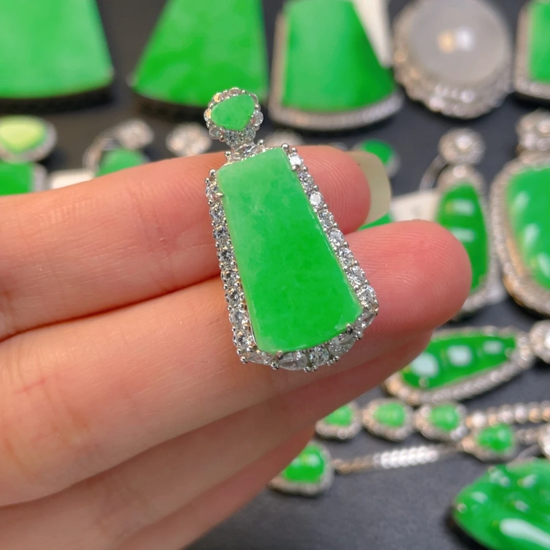 翡翠银S925镶嵌吊坠(不含链)