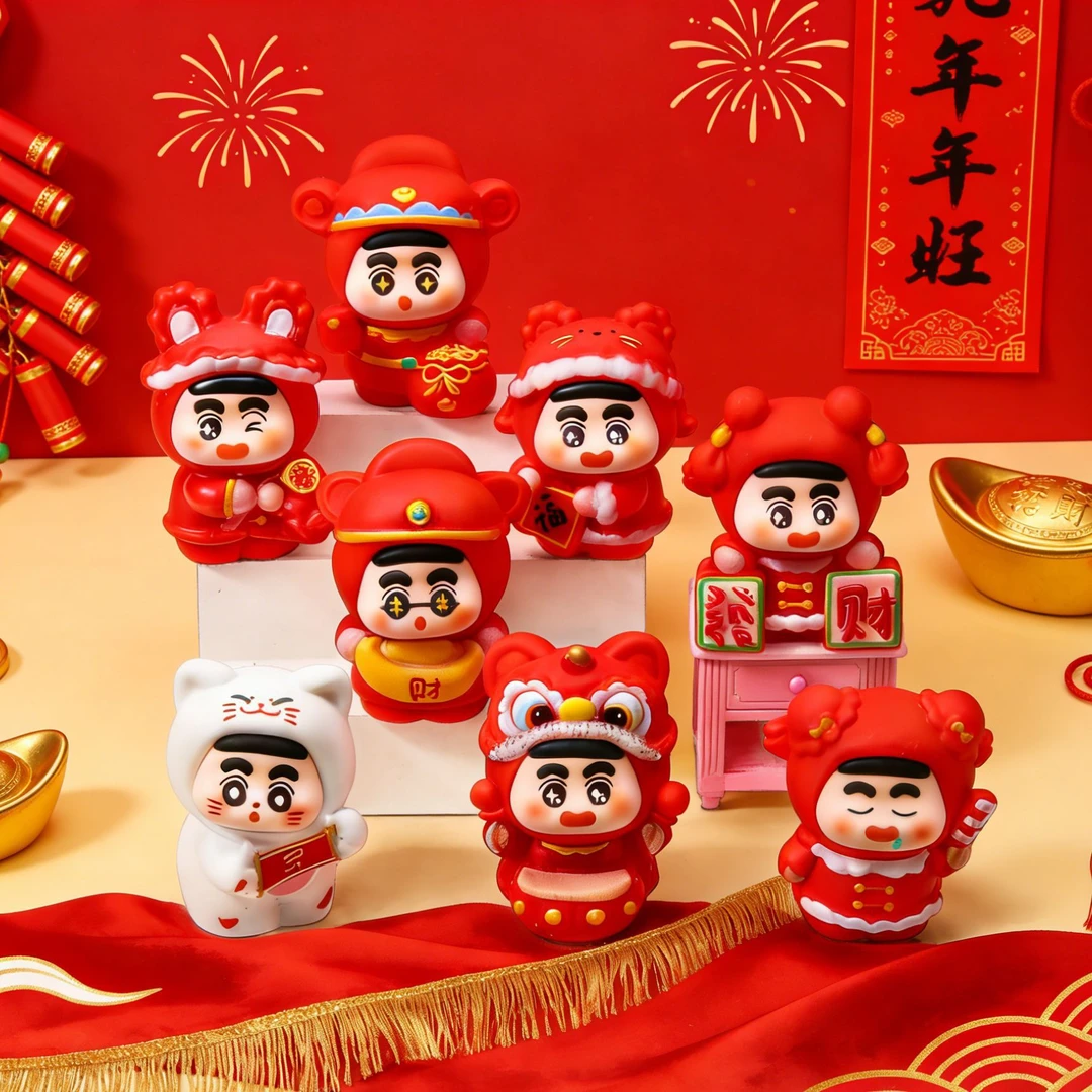 【双许愿+九宫格】手感漆新春吉运小新树脂摆件