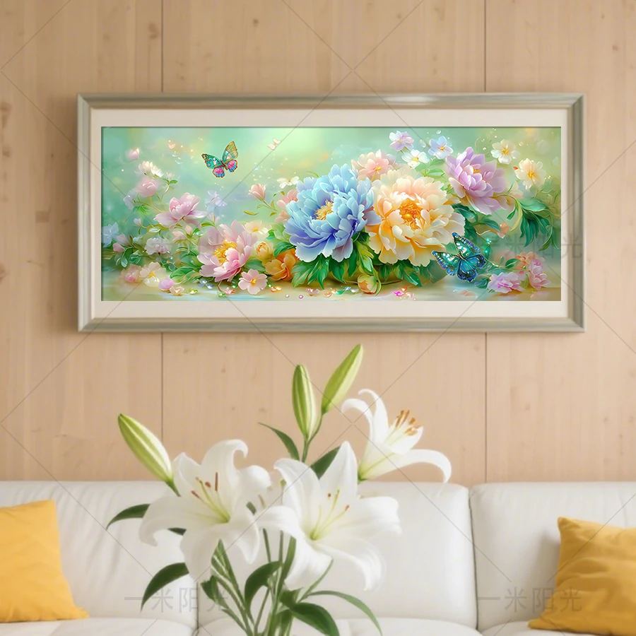 【新疆长绒棉双纱棉礼盒版】7278花绽蝶舞十字绣牡丹客厅画54种绣线