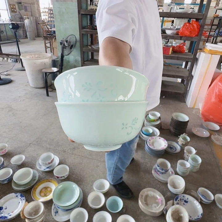 景德镇高温陶瓷4.75玲珑影青米饭碗2个