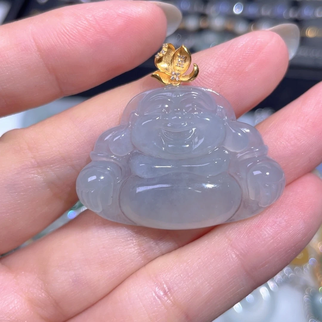 颈饰18K金镶嵌翡翠翡翠