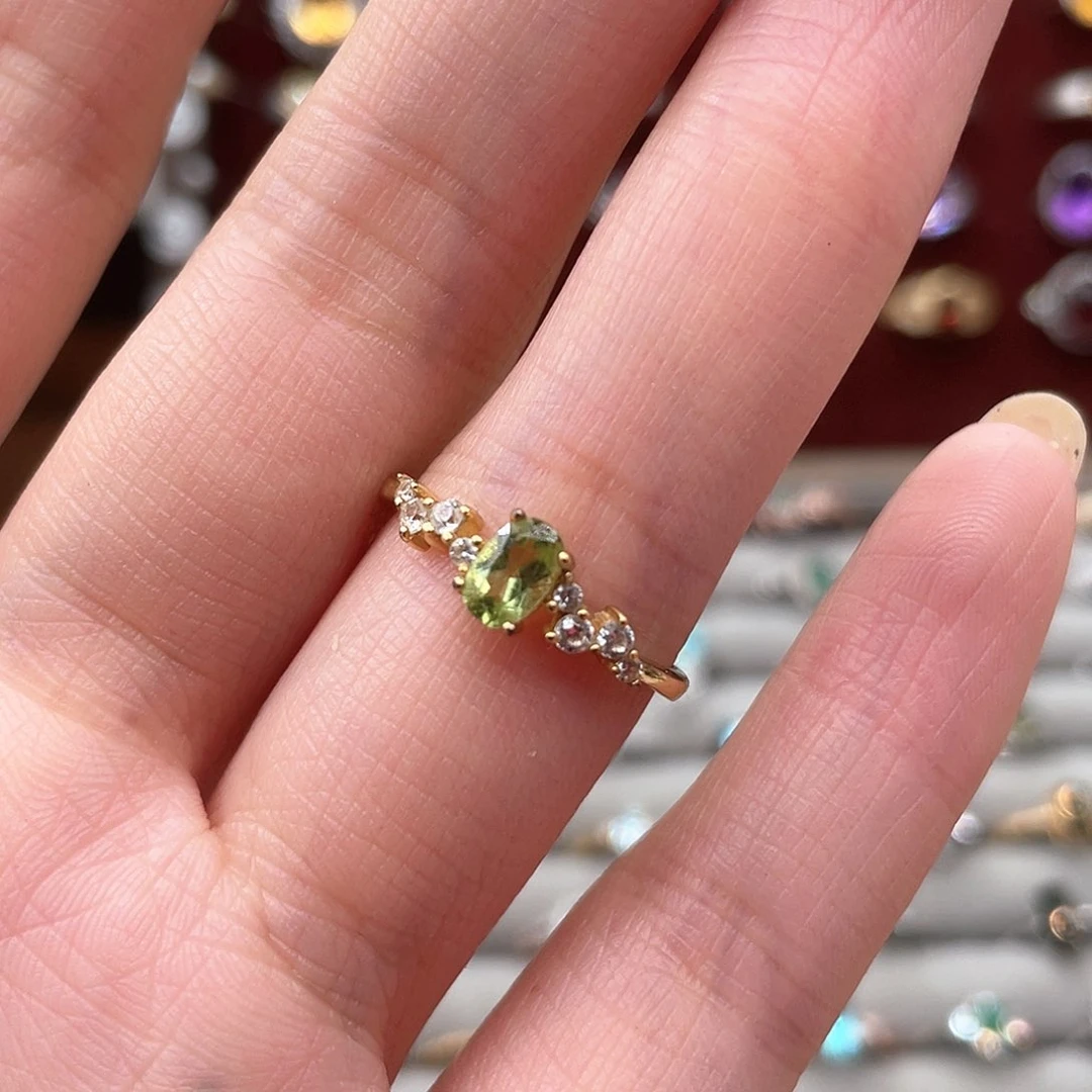 银S925镶嵌戒指橄榄石