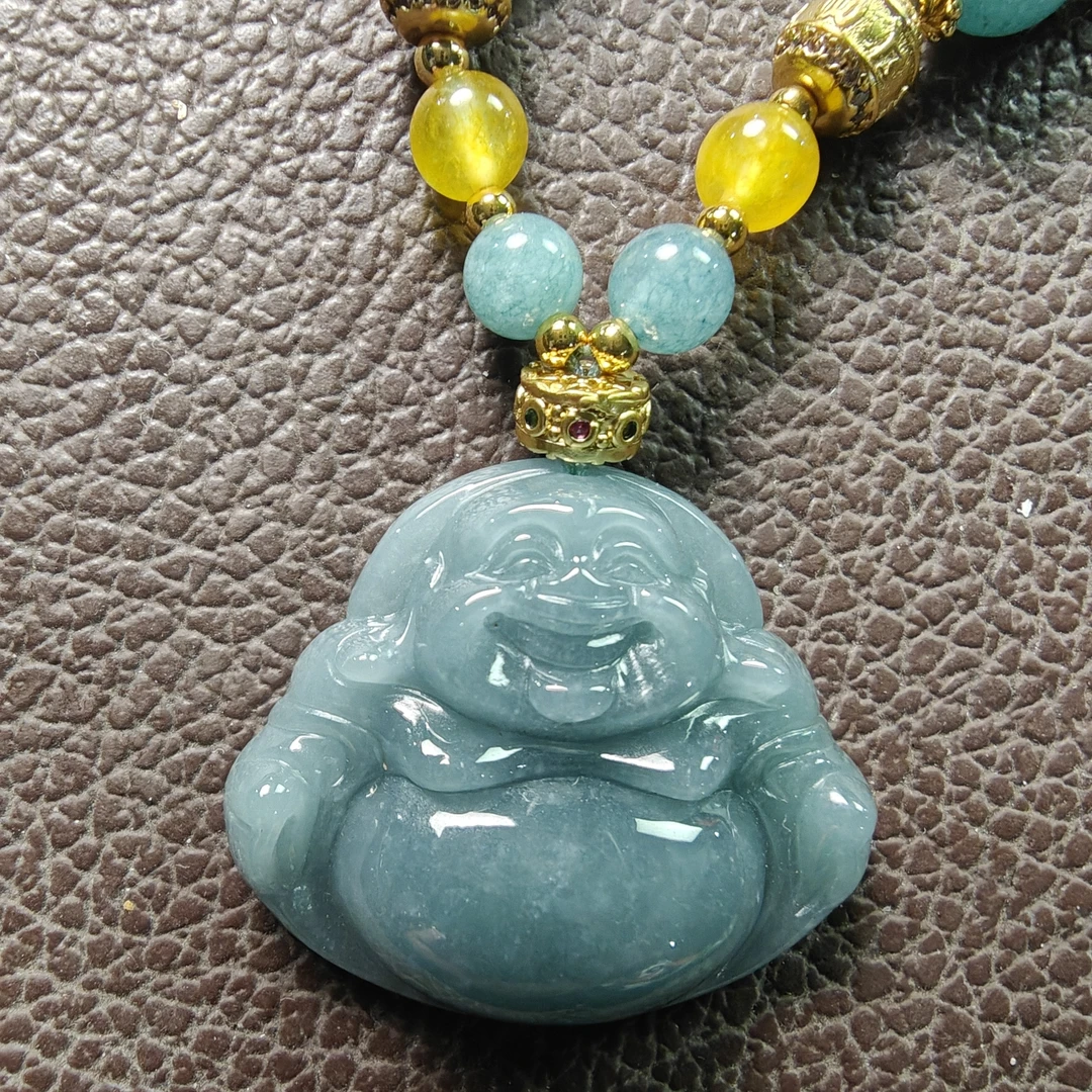 【抖音官方珠宝质检鉴定】天然a货翡翠佛公吊坠