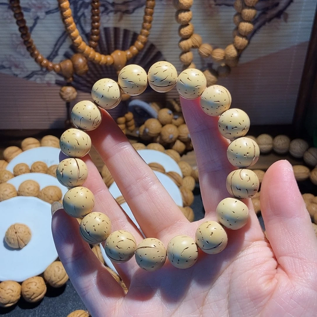 独***白桃核手串奶油皮桃核手串