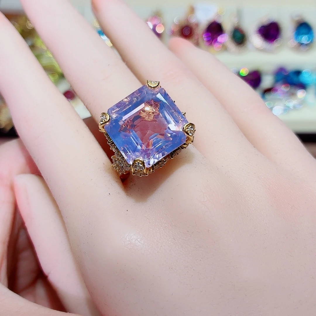 银S925镶嵌戒指水晶