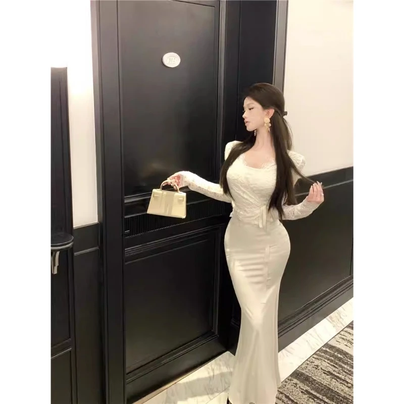 【老板专属3056】开衫外套女冬季纯欲套装吊带连衣裙鱼尾裙两件套