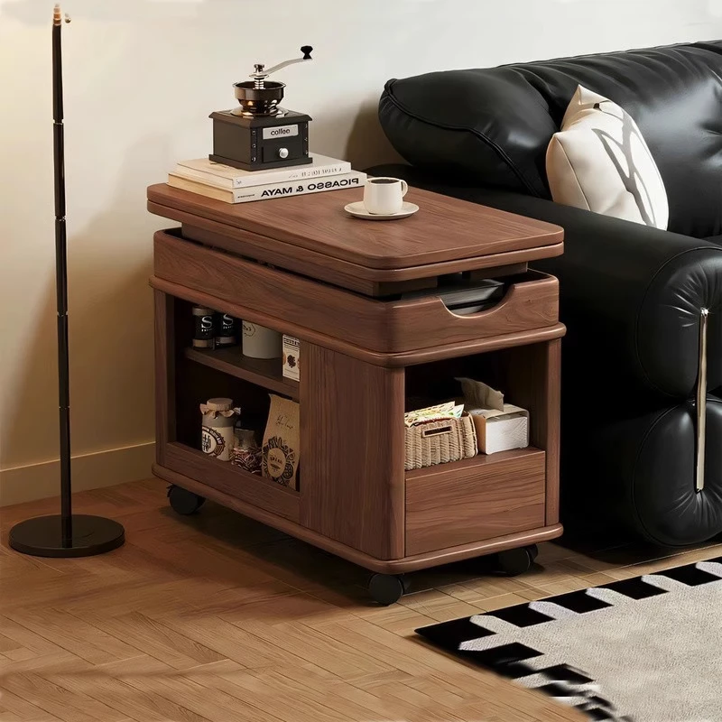 沙发边几可移动茶几小户型客厅边柜多功能茶桌升降折叠实木角几