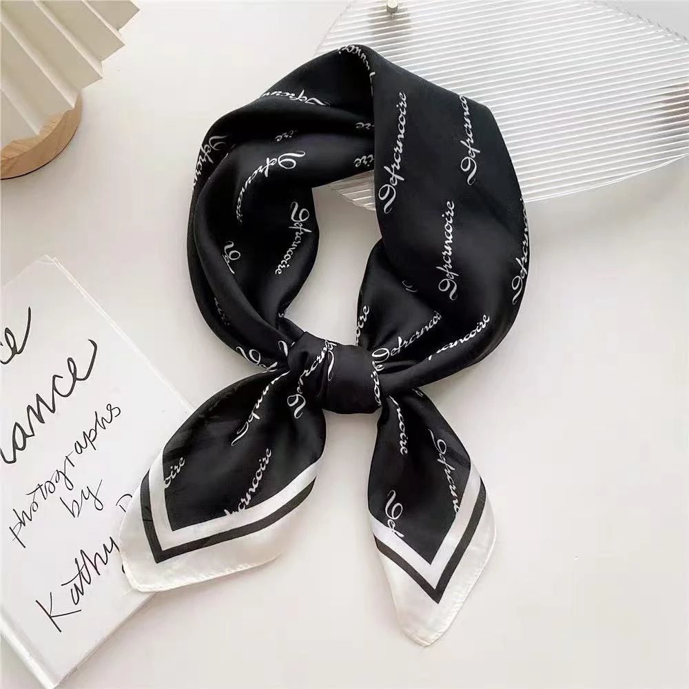 黑色经典N151字母小方巾春秋搭配衬衫职业装饰丝巾围巾70*70