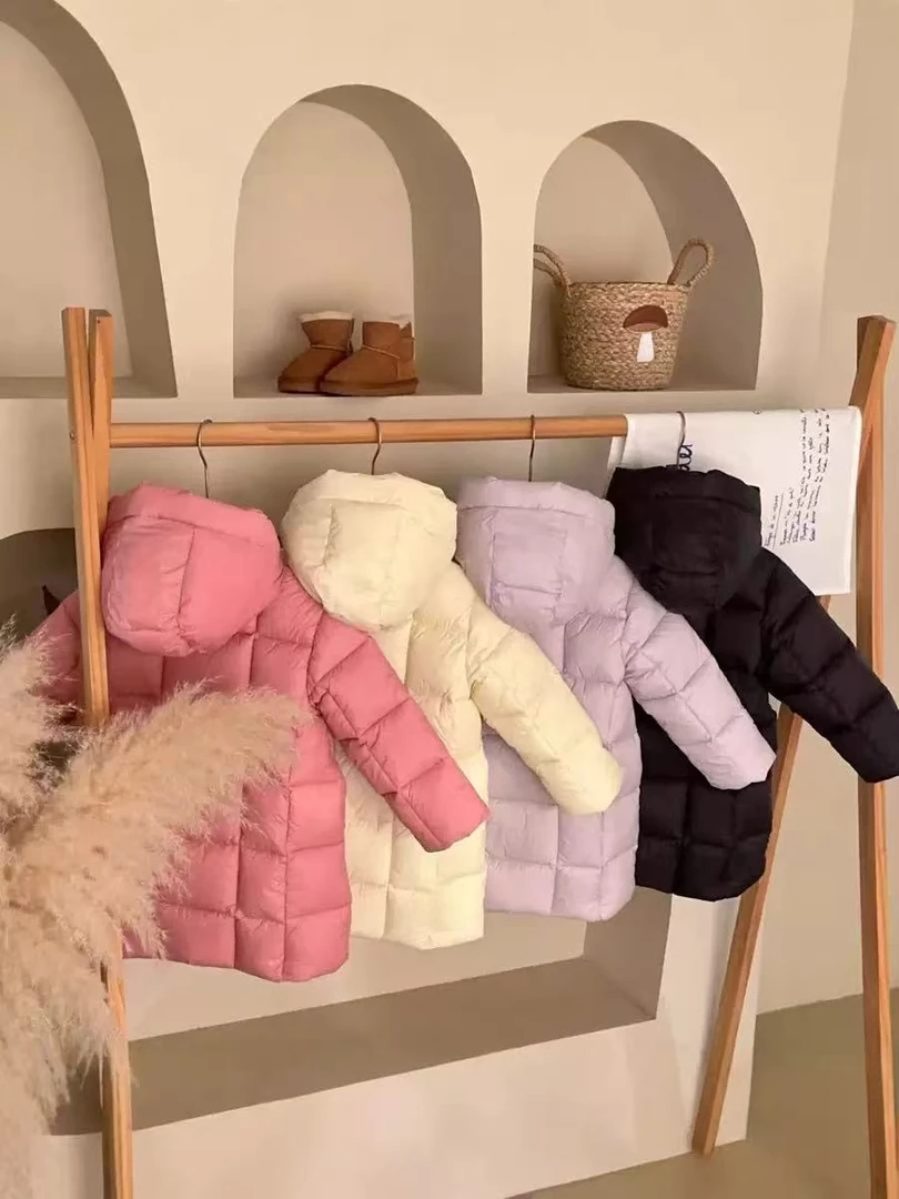 新款儿童棉服中长款高弹棉洋气女童韩版外套长款男童加厚棉袄外套