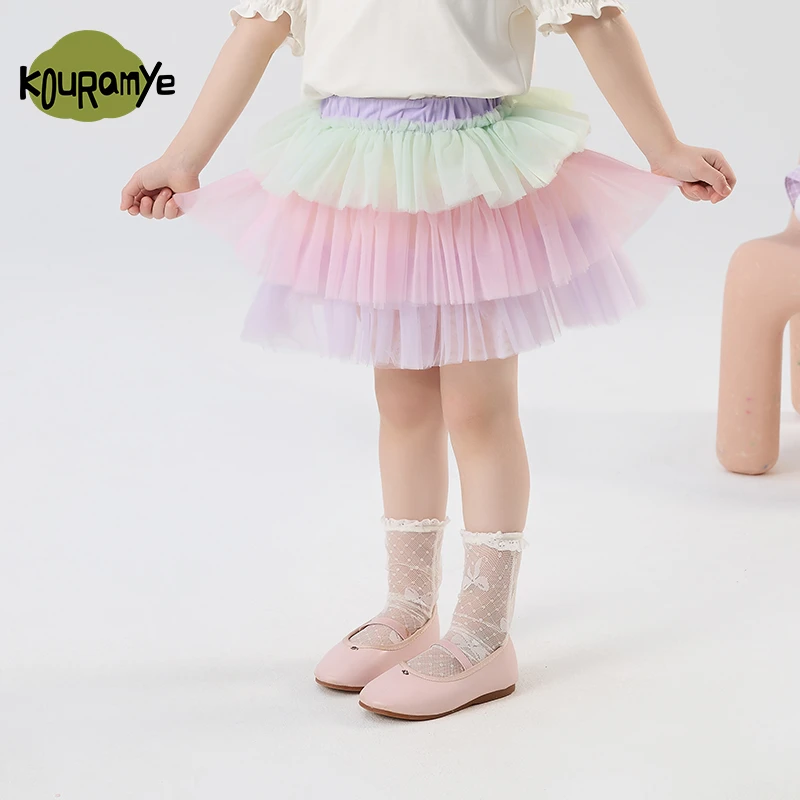 酷娃米夏季新款儿童裙子中小女宝宝时尚百搭渐变公主蓬蓬裙40105