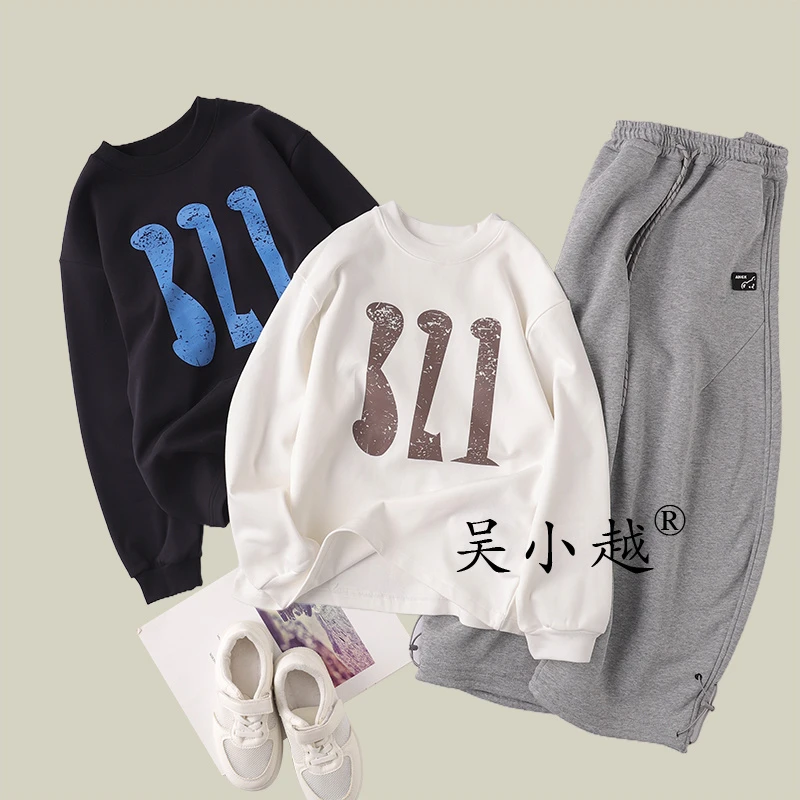 吴小越w1636男童打底衫秋冬款韩版中大童套头数码印花暖肤绒t恤