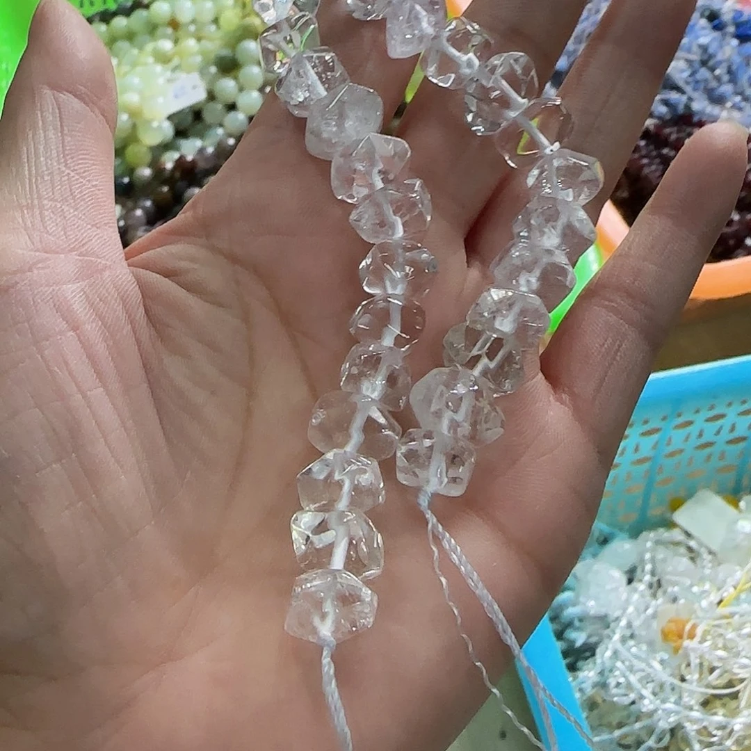 玛瑙/玉髓合金珠宝半成品白水晶冲角半条