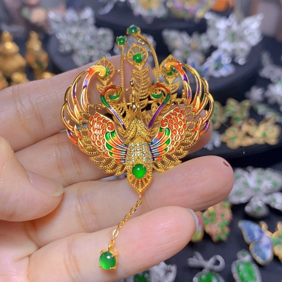 翡翠银S925镶嵌吊坠(不含链)天然翡翠