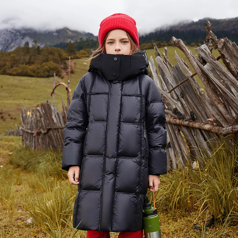 儿童中长款羽绒服连帽修身设计轻盈保暖不臃肿韩风时尚683E
