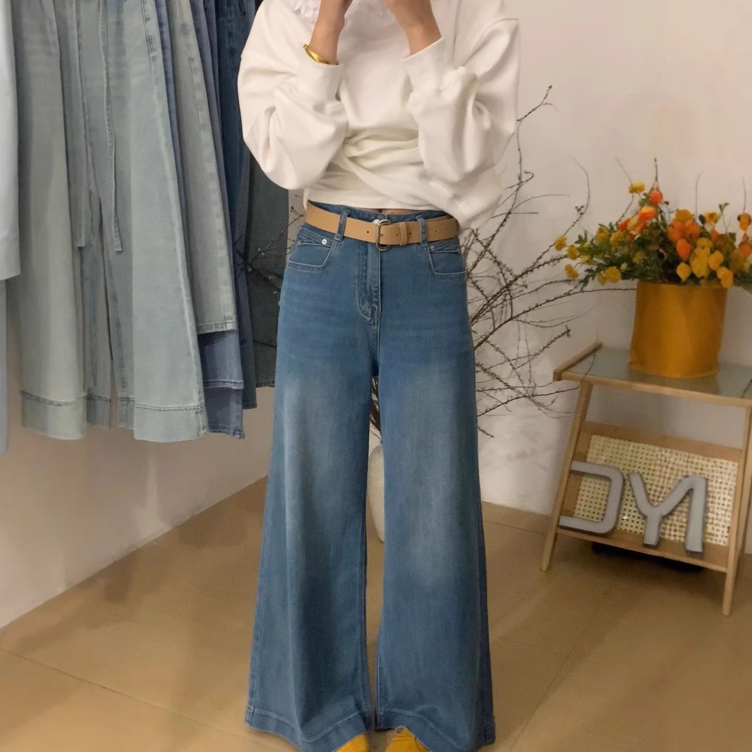灰灰呀！6832 韩标SYC 高腰显瘦喇叭大腿阔腿牛仔裤