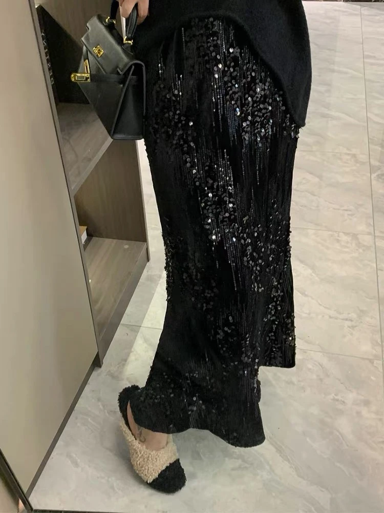 【小稳专属6-8运补】微胖大码秋冬气质显瘦百搭亮片鱼尾裙5232