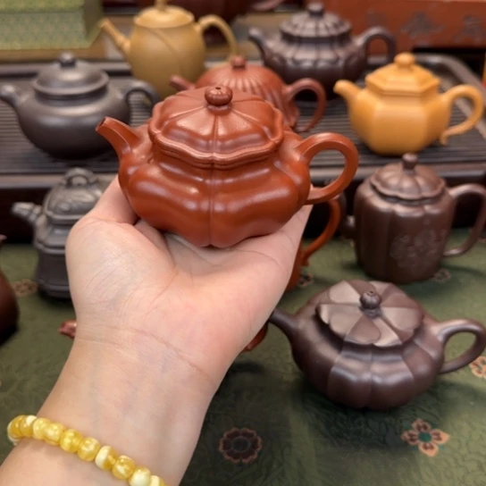 秦***人茶壶紫砂葵仿古朱泥