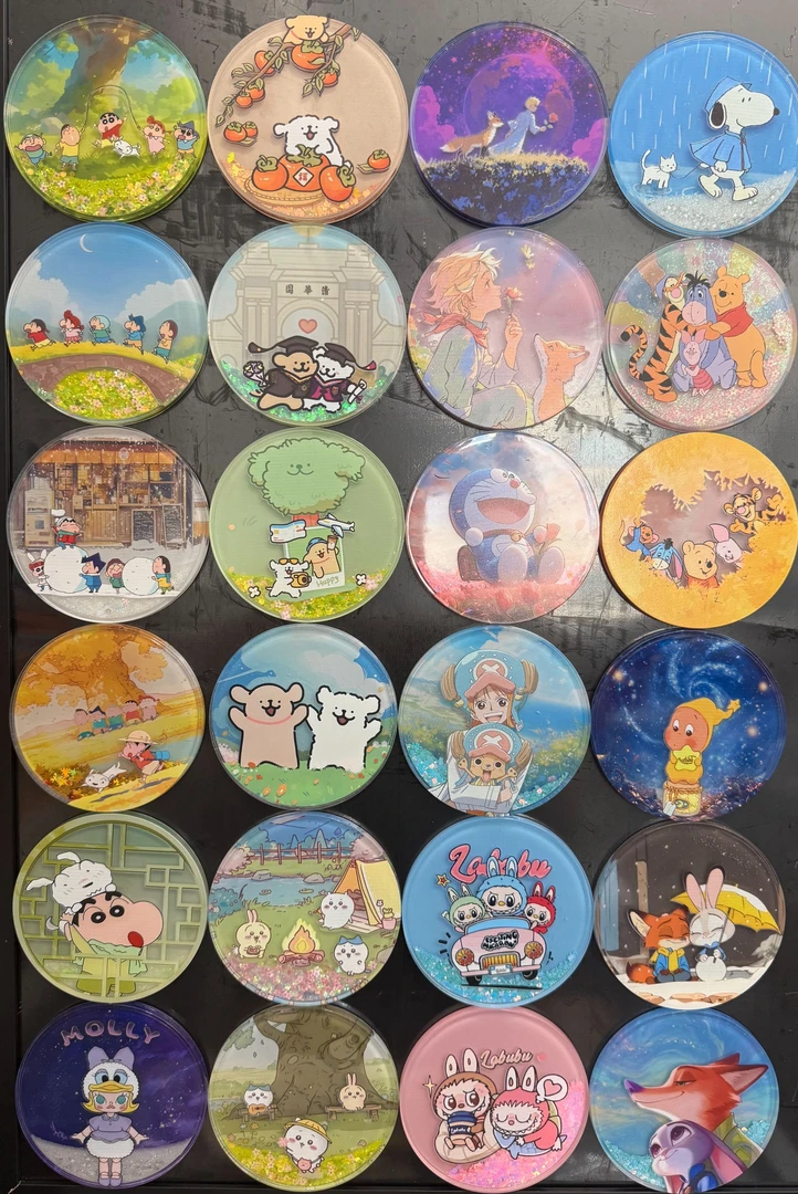 （自选3件包邮）10*10圆流沙6*18票根流沙卡通流沙装饰磁吸冰箱贴