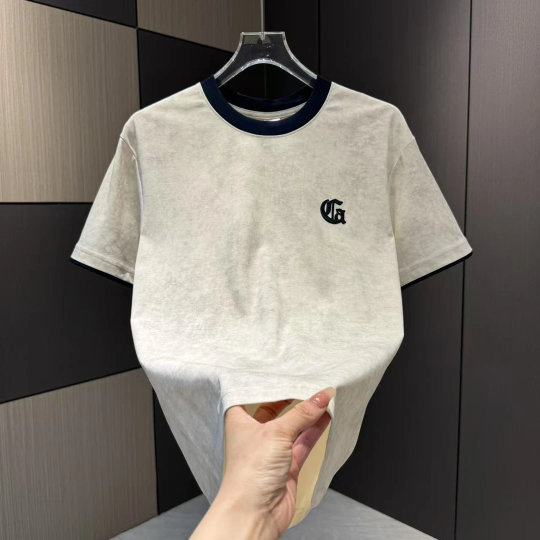 春夏潮流扎染设计感简约潮流男士休闲短袖5911