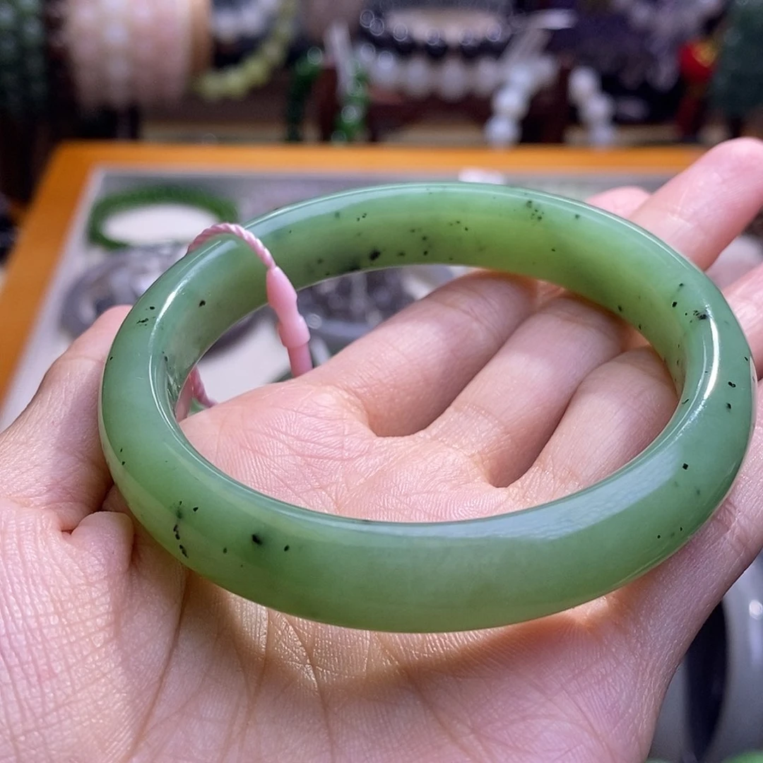 颈饰未镶嵌和田玉碧玉乌兰海手镯57.3圈口