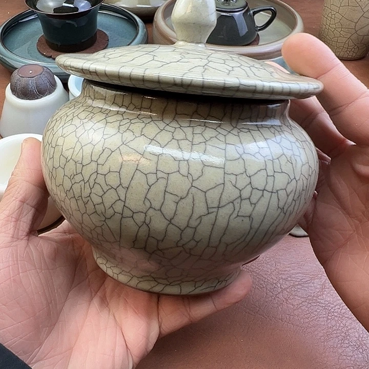 哥窑手工盖罐哈哈哈