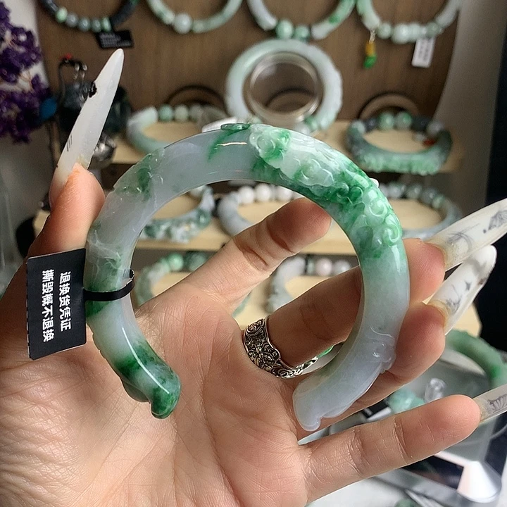 乌***圆翡翠未镶嵌手镯猫爪手镯手镯