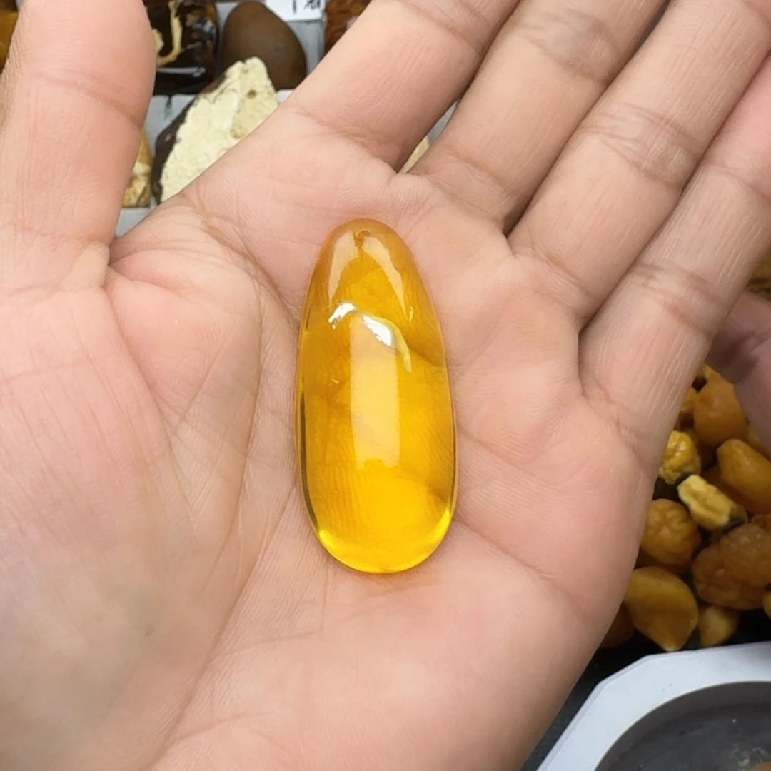 蜜蜡珠宝奇石未镶嵌天然蜜蜡金白吊坠