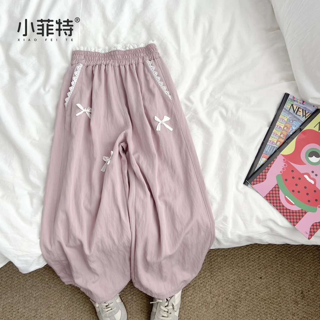 （现货）女童夏季蝴蝶结直筒休闲裤小女孩洋气薄款裤子XQKXW50909