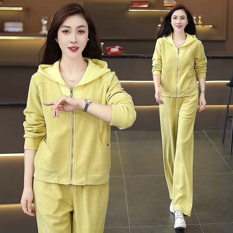 时尚休闲套装女秋季2025新款韩版连帽卫衣女洋气减龄运动服两件套