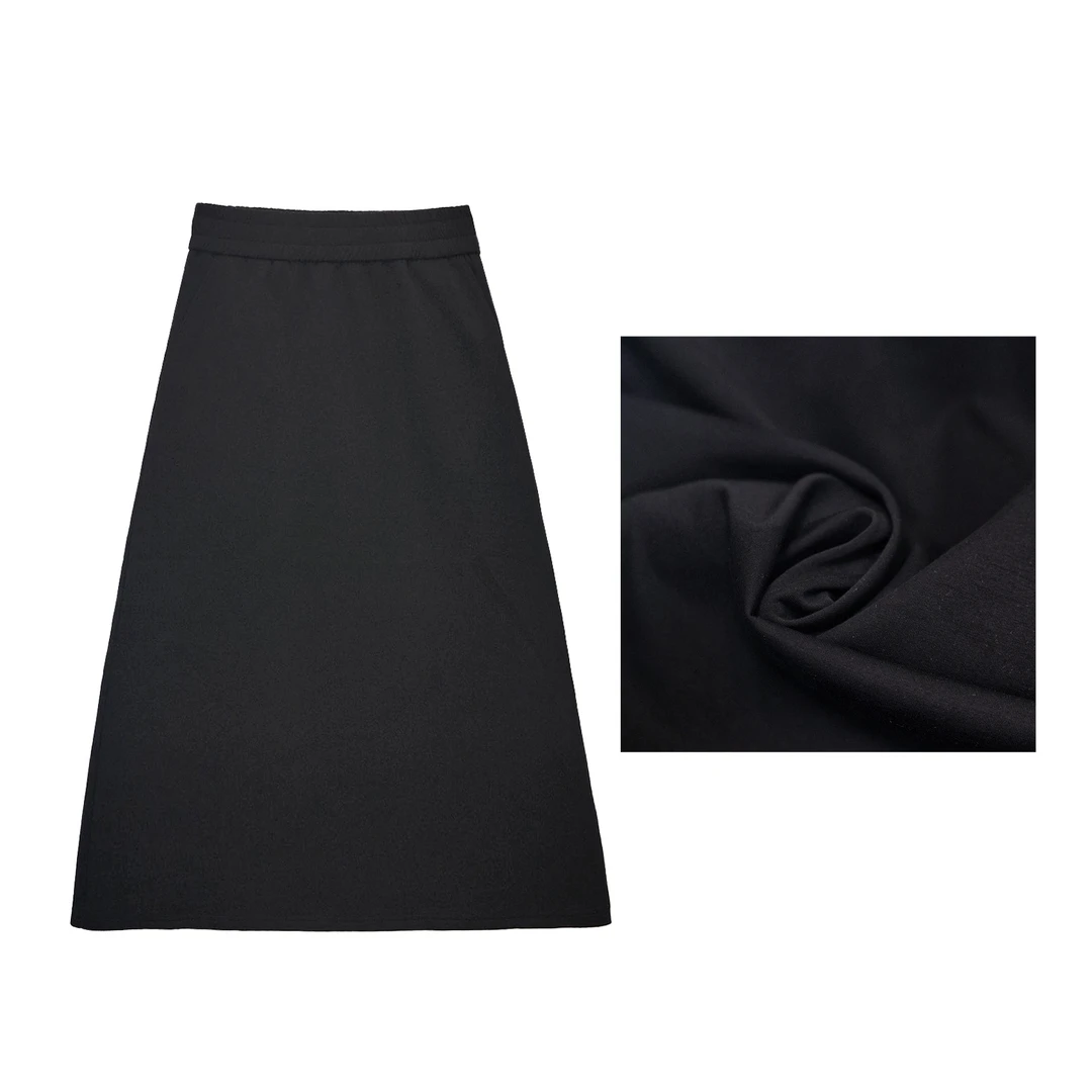 【秋冬小黑】松紧腰七分裙A字版高腰复古时尚经典休闲显瘦秋冬半裙