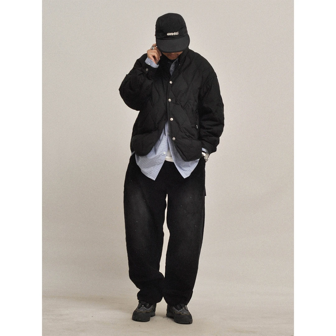 复古潮流户外！葫芦纹绗缝设计！90白鸭绒冬季保暖无领轻量羽绒服