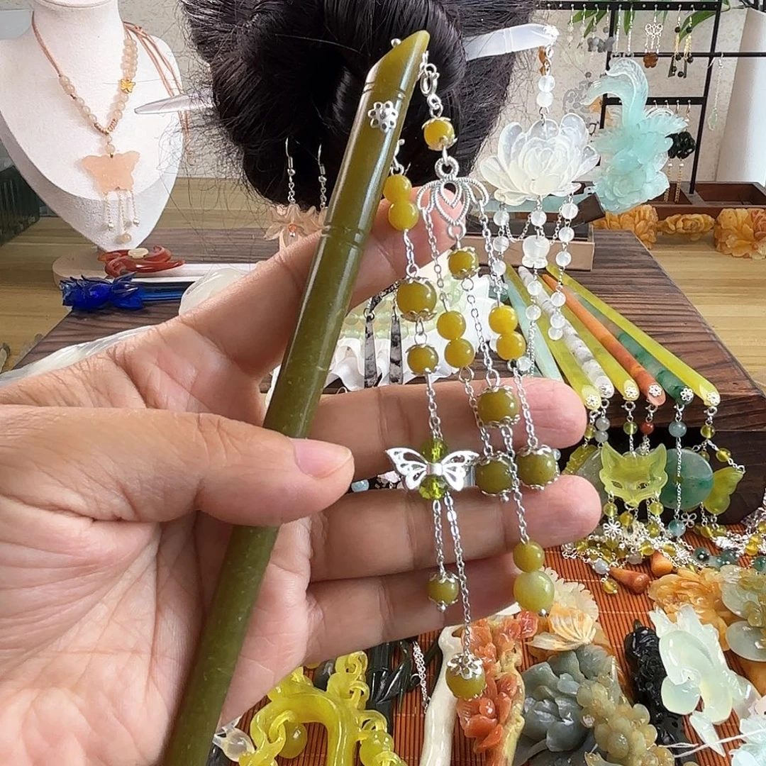 蛇纹石玉合金发饰