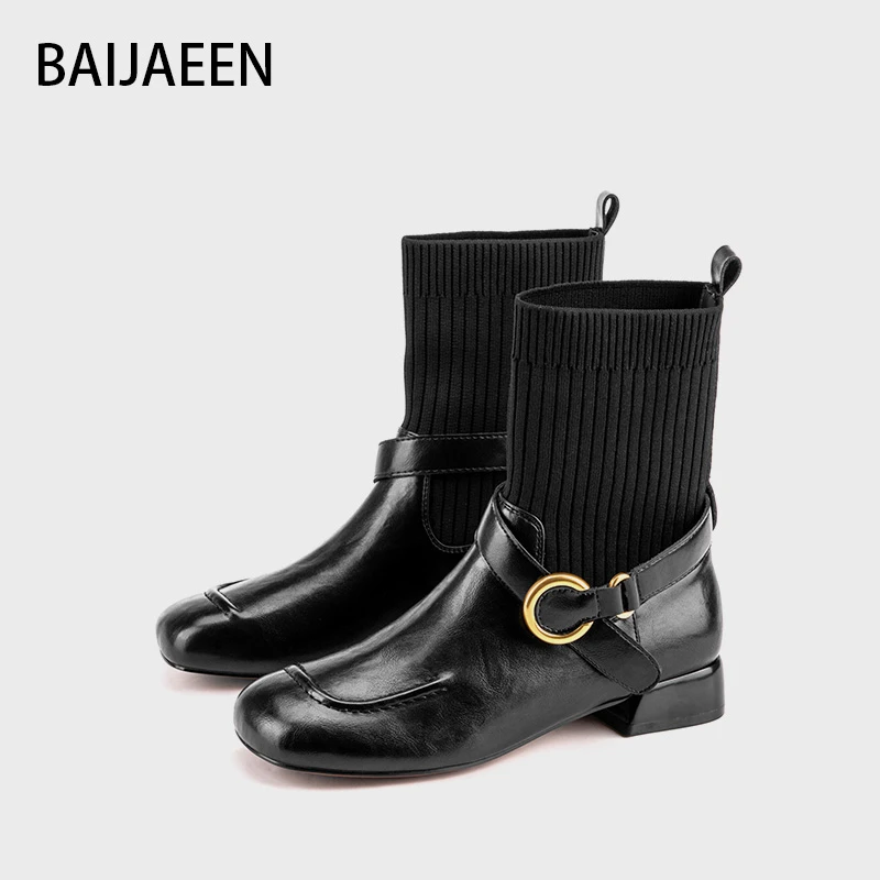 BAI JAEEN百加好/2025新款9988011法式时尚低跟短靴B