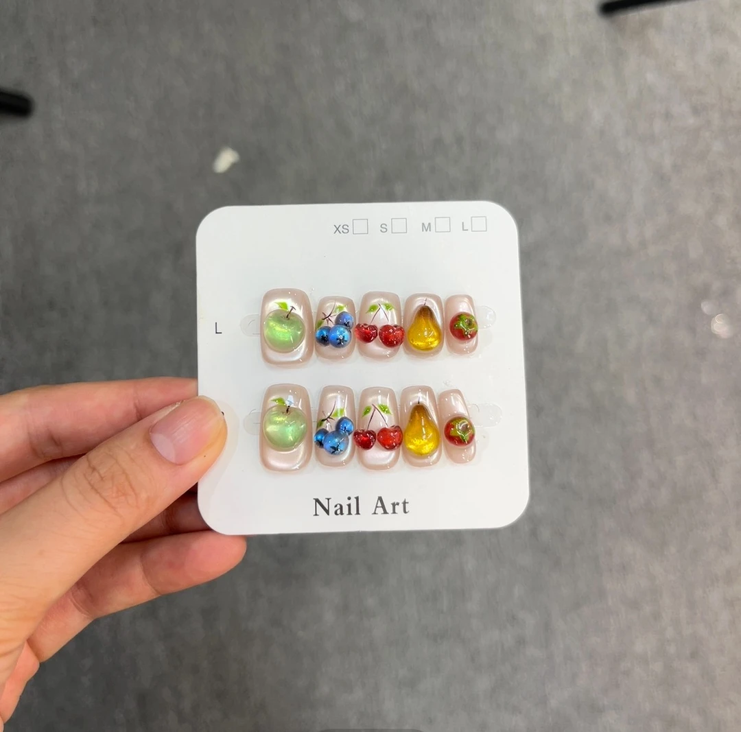 缤纷水果 设计师定制轻奢纯手工穿戴甲-可重复使用