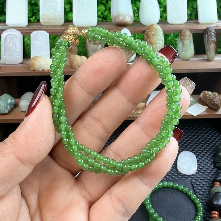 和田玉套链银S925镶嵌