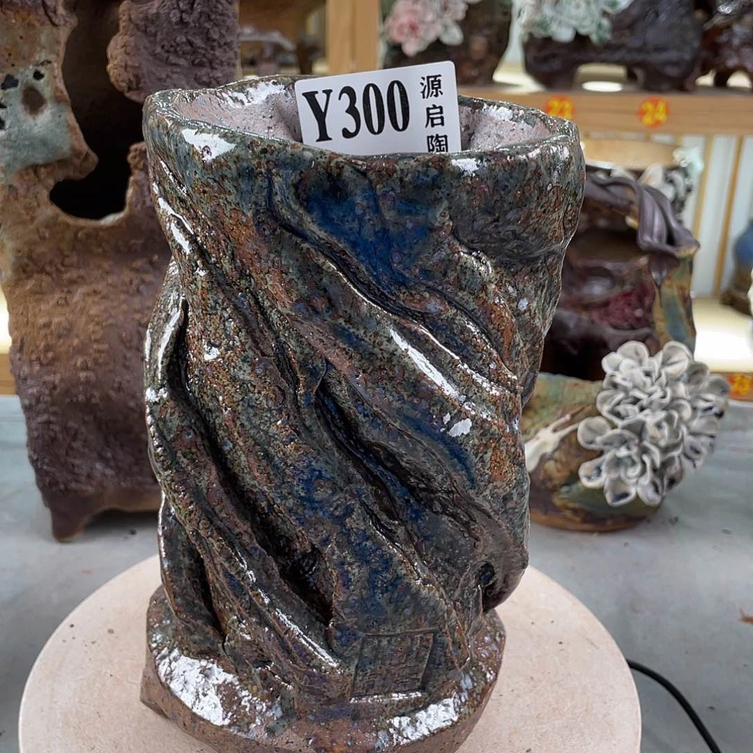 紫砂花盆景德镇陶瓷花盆300