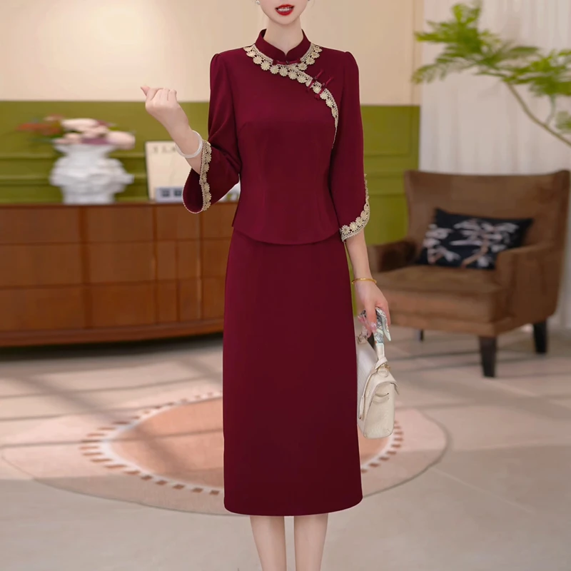 复古新中式旗袍秋新款改良高档国风连衣裙年轻气质中长款绝美裙子