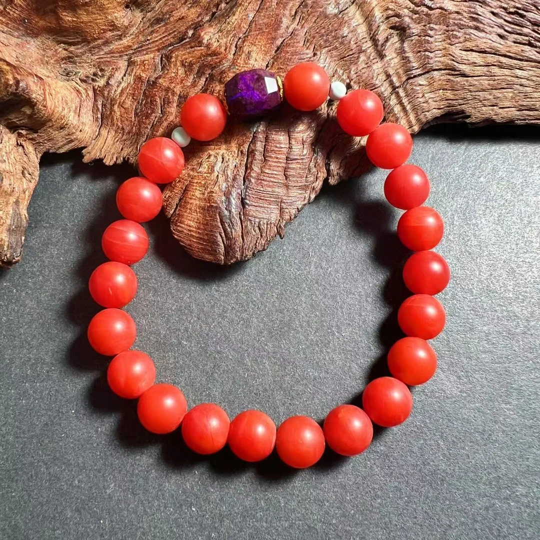 【圣芭黎】天然保山南红手串舒俱来丝绒切面18K7+多样性发D0398