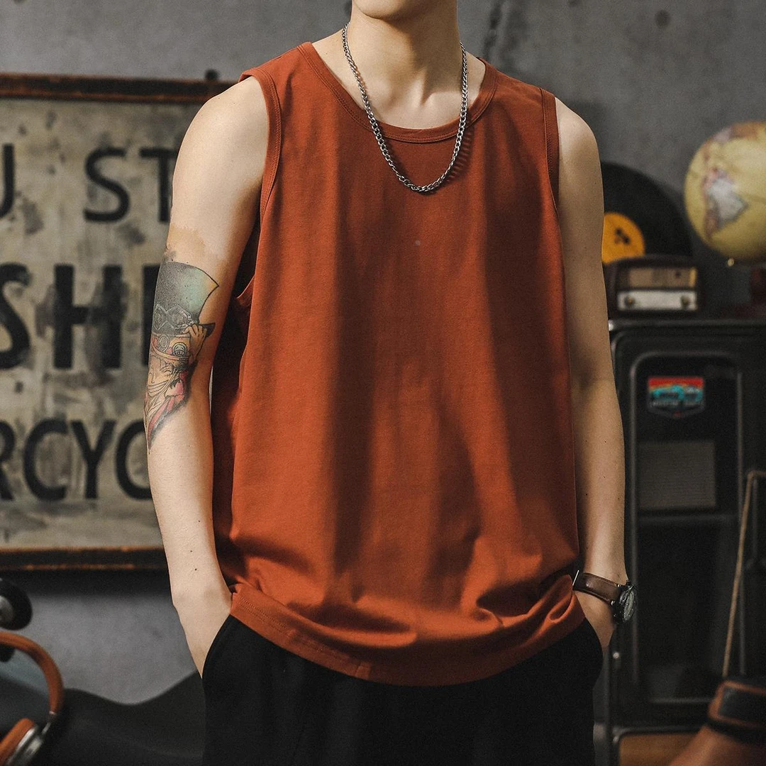 LOzP工字运动背心男士夏季潮感无袖t恤坎肩跑步宽松大码马甲纯棉