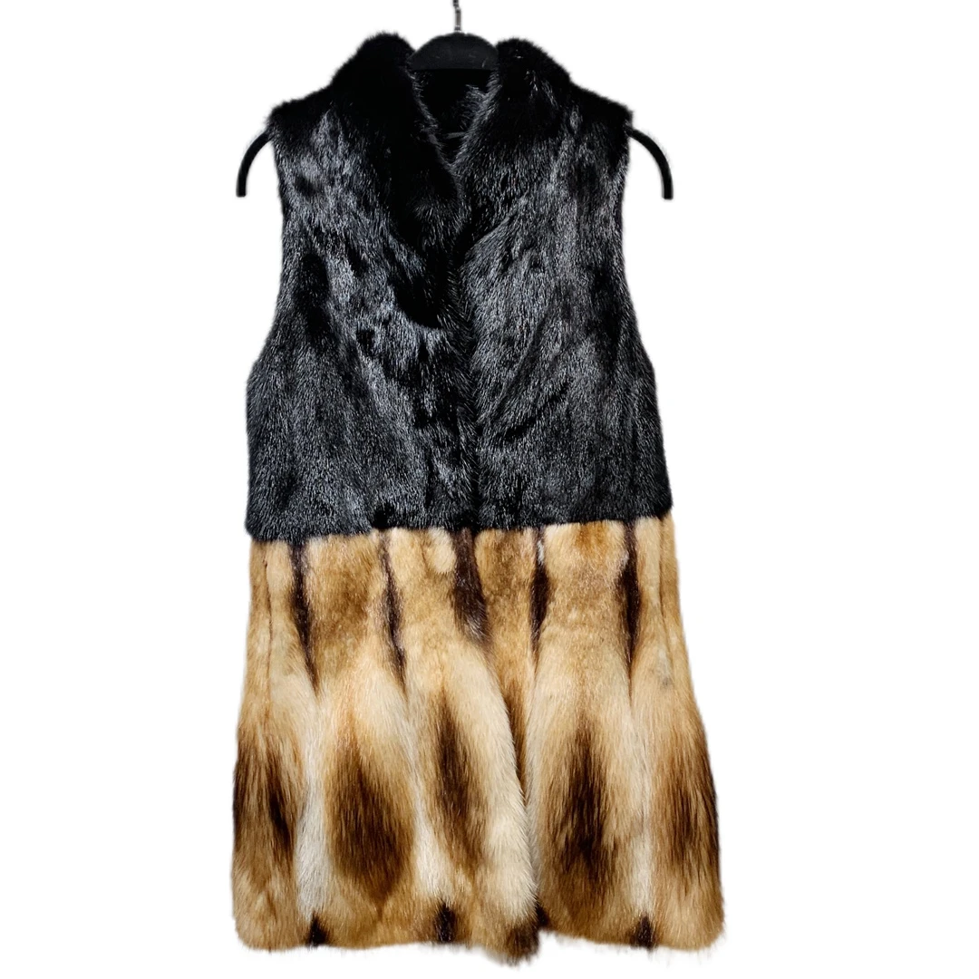 95新 YSL/圣罗兰 YSL 圣罗兰 拼色皮草 L码 二店/10839176