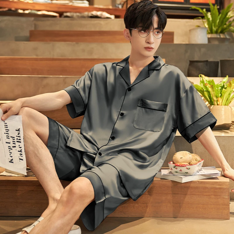 夏天睡衣男士冰丝短袖短裤夏季吸汗透气薄款仿真丝2025新款家居服
