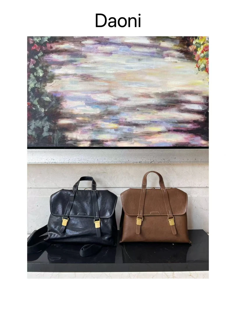 带林｜头层水染植鞣牛皮公文包13寸电脑包手提包斜挎通勤双肩包