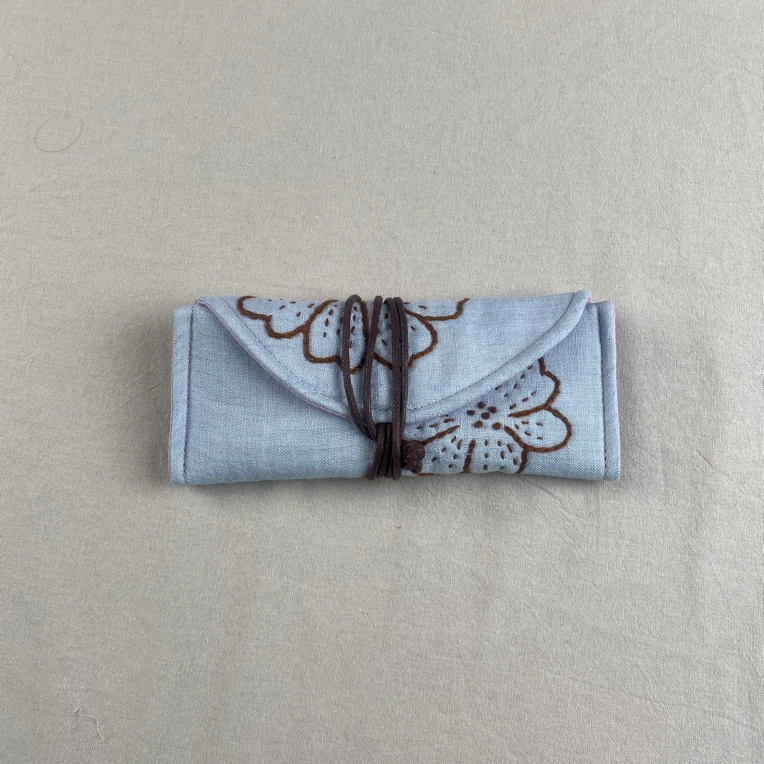 手工刺绣 格桑花 国风 棉麻布艺 夹棉防摔 眼镜袋 收纳袋 送闺蜜