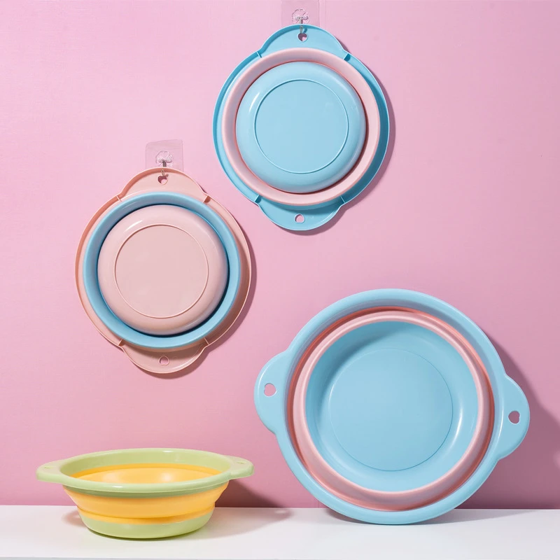 折叠脸盆按压折叠盆塑料盆外钓鱼旅行家用多功能洗脸盆硅胶洗菜盆