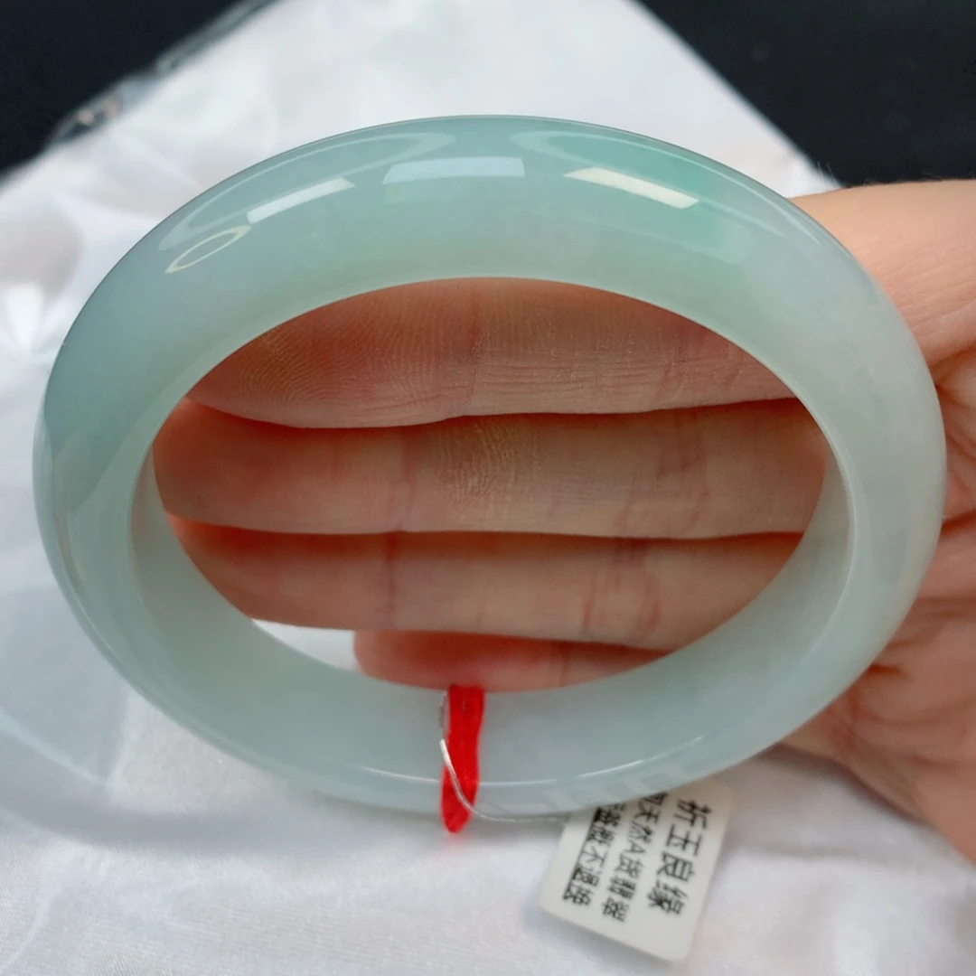 未镶嵌手镯翡翠58.7正圈，胶润淡晴绿，完整，040