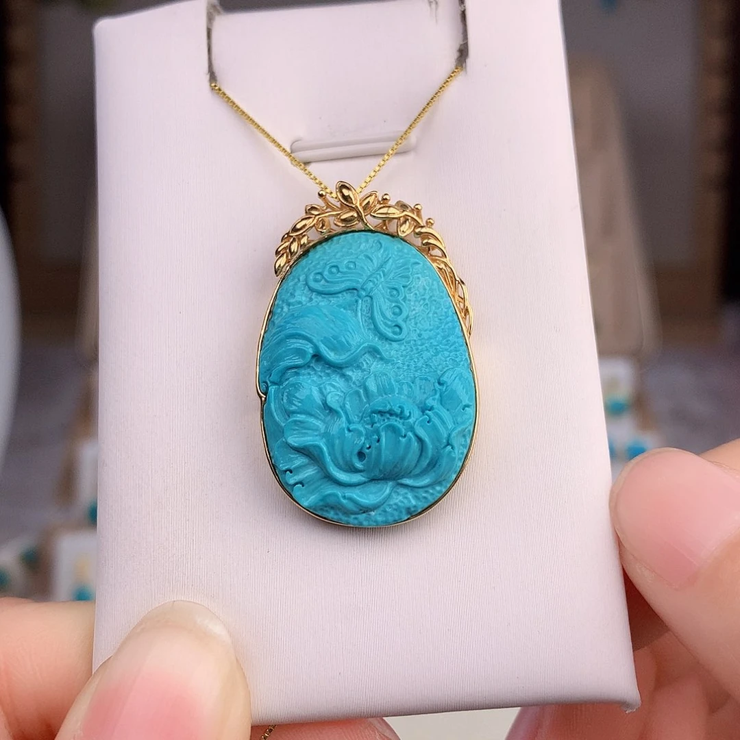 绿松石珠宝奇石18K金镶嵌