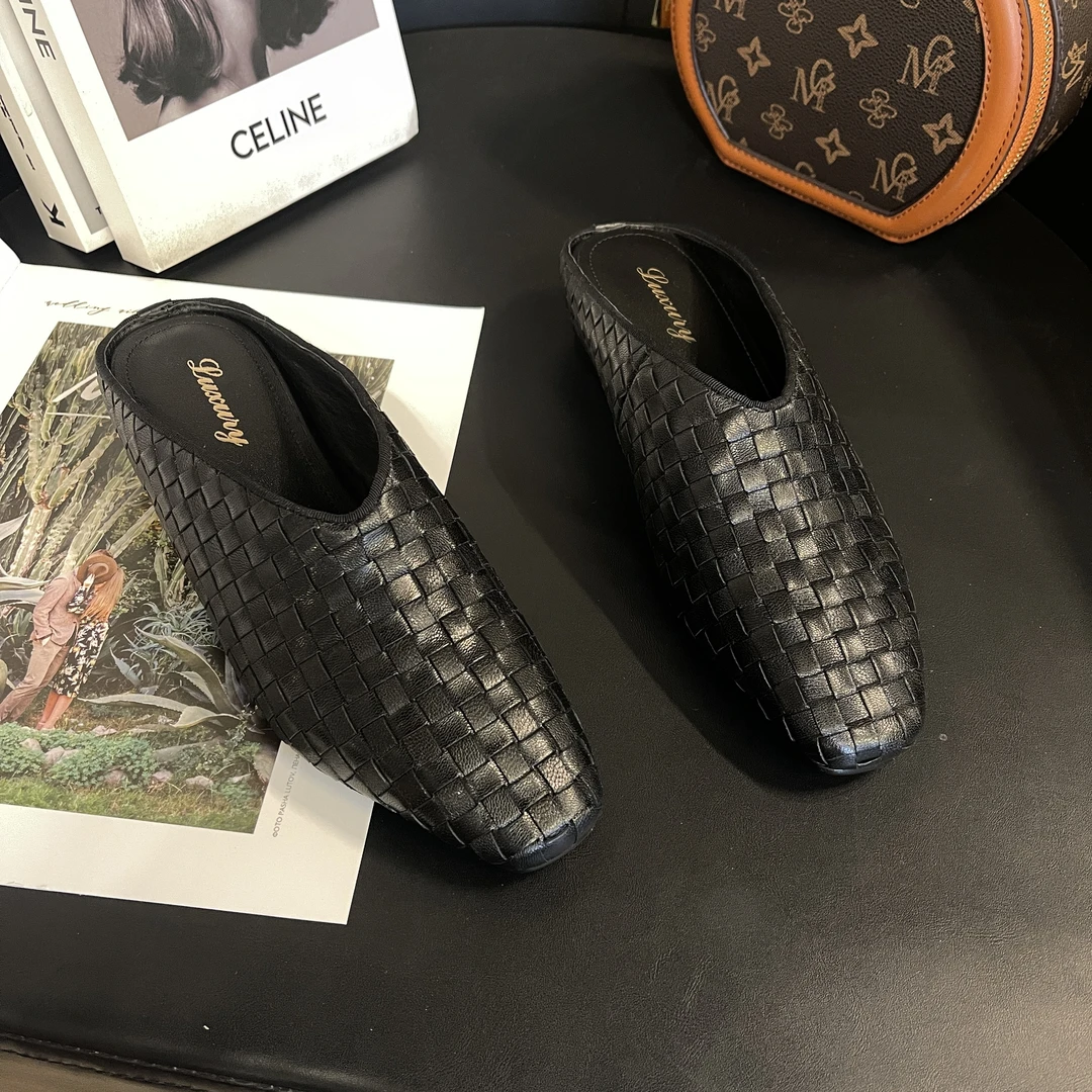 李大龙-平底时装凉鞋包头方头方头单鞋中跟英伦风包头凉鞋6141