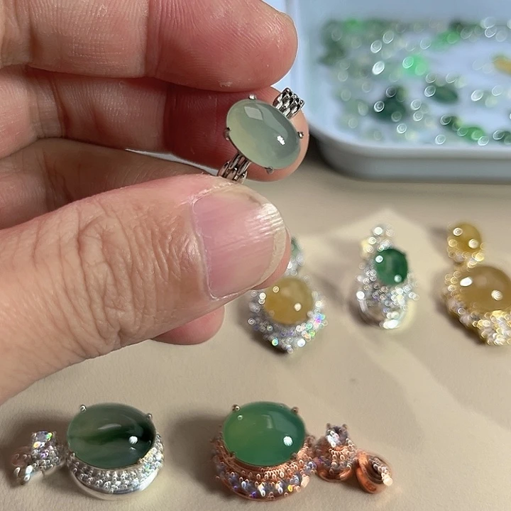 翡翠银S925镶嵌戒指